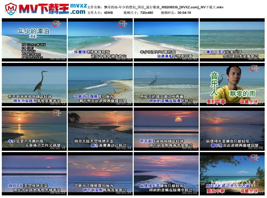 飘零的雨-年少的漂泊_国语_流行歌曲_MB208539